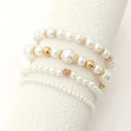 Bold Gold Accented Pearl Bracelet Stack